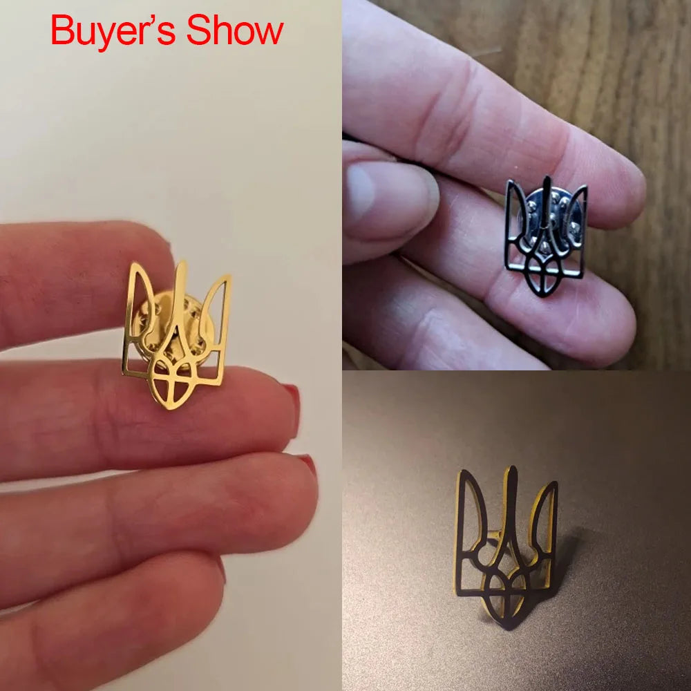 COOLTIME Ukrainian Trident National Emblem Brooch Stainless Steel Fashion Badge Brooch Pins Jewelry Clothing Accessories