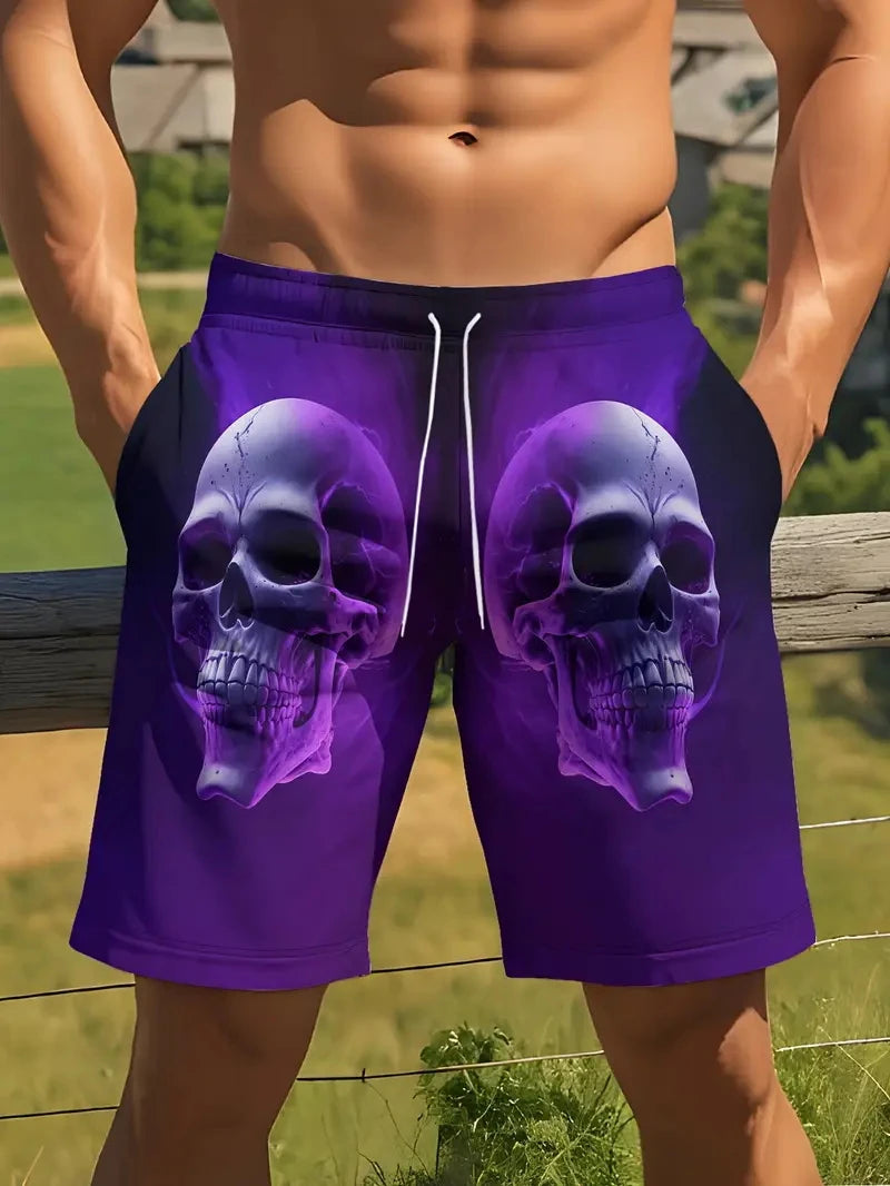 New Men Beach Pants Horror Skull 3D Printed Men's Shorts Summer Casual Quick-drying Trunks Men's Clothing Hawaiian Trendy Shorts