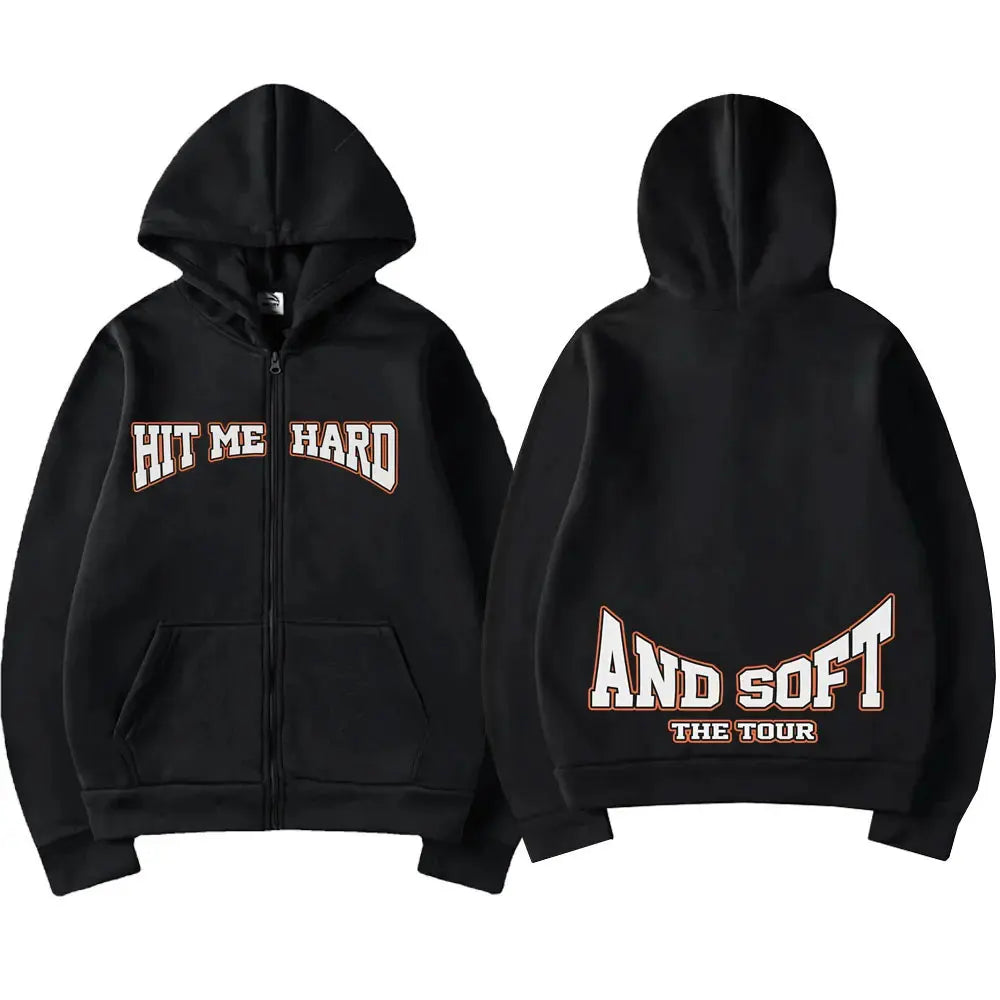 Hit Me Hard and Soft 2025 Tour Zipper Hoodies Fans Gift Men Women Clothing Pullovers Fashion Hip Hop Zip Up Sweatshirts Jackets
