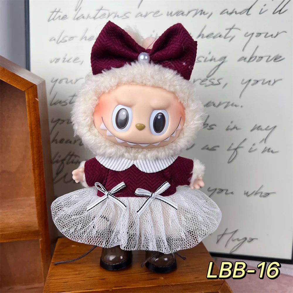 Mini Doll Clothing Accessories For 17cm Labubu Idol Cool and Handsome Clothing Sweet Fluffy Skirt Gift
