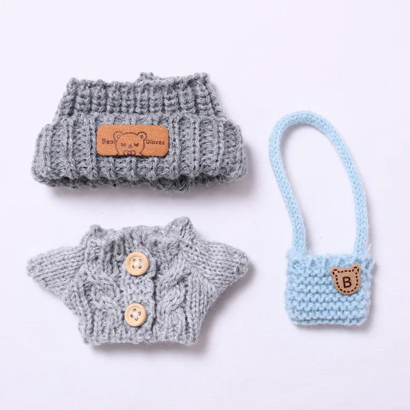Doll Clothes Outfit Accessories For Korea Kpop EXO 17cm Labubu V2 V1 Winter Strawberry Love Sweater Anti freeze Kid Toy Gift