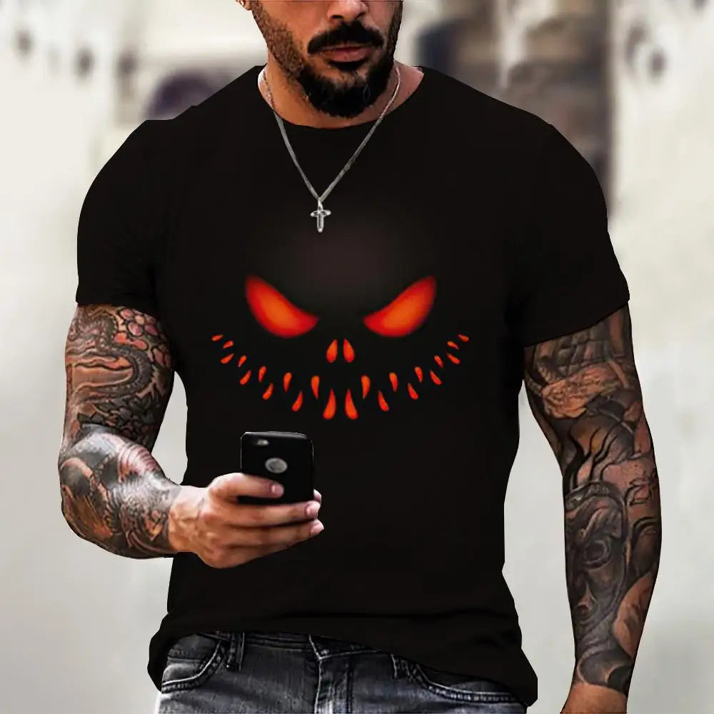 Devil Graphics T-Shirt Casual Men's Short Sleeved Tees Summer Mens Clothing Loose T-Shirt For Male Oversized Tops Streetwear 5XL