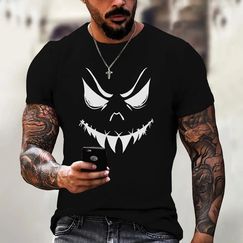 Devil Graphics T-Shirt Casual Men's Short Sleeved Tees Summer Mens Clothing Loose T-Shirt For Male Oversized Tops Streetwear 5XL