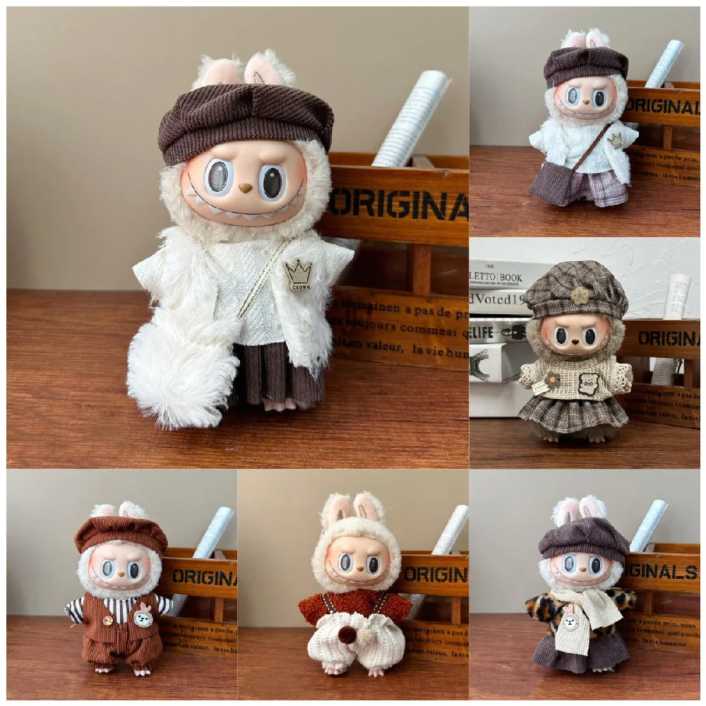 For Ropa Labubu 17cm Labubu set hat art style small artist clothing Labubu clothing