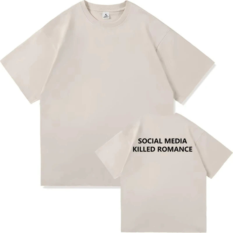 2025 Social Media Killed Romance Summer T Shirt Men Women Aesthetic Valentine's Print T-Shirt Couple Cotton Tee Tops Clothing