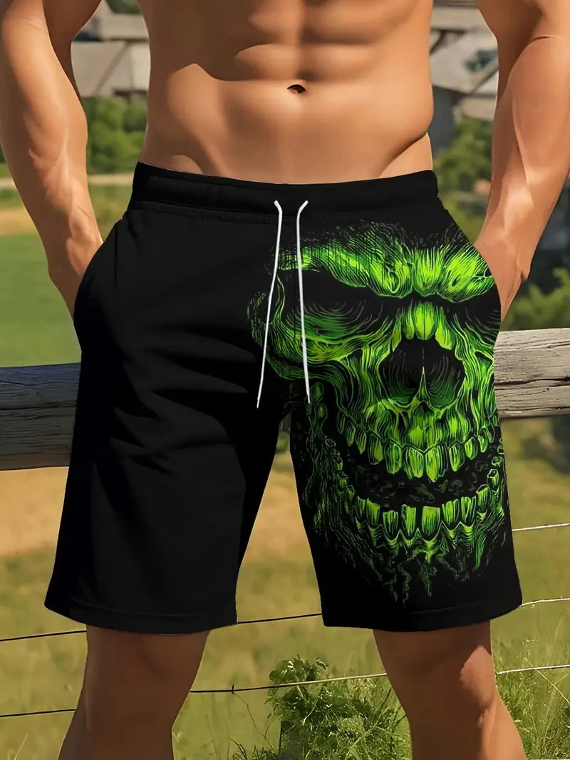 New Men Beach Pants Horror Skull 3D Printed Men's Shorts Summer Casual Quick-drying Trunks Men's Clothing Hawaiian Trendy Shorts
