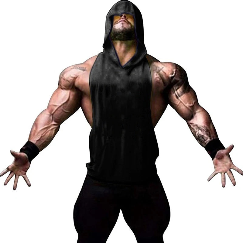 Men Bodybuilding Cotton Skulls Tank Top Gyms Fitness Hooded Vest Sleeveless Shirt Summer Casual Fashion Workout Brand Clothing