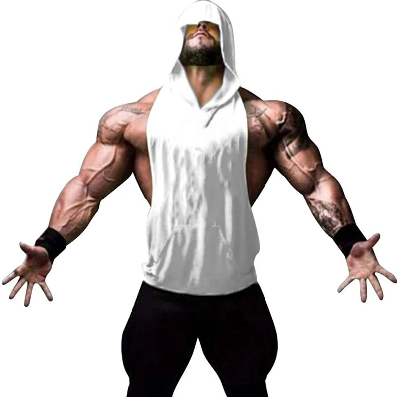 Men Bodybuilding Cotton Skulls Tank Top Gyms Fitness Hooded Vest Sleeveless Shirt Summer Casual Fashion Workout Brand Clothing
