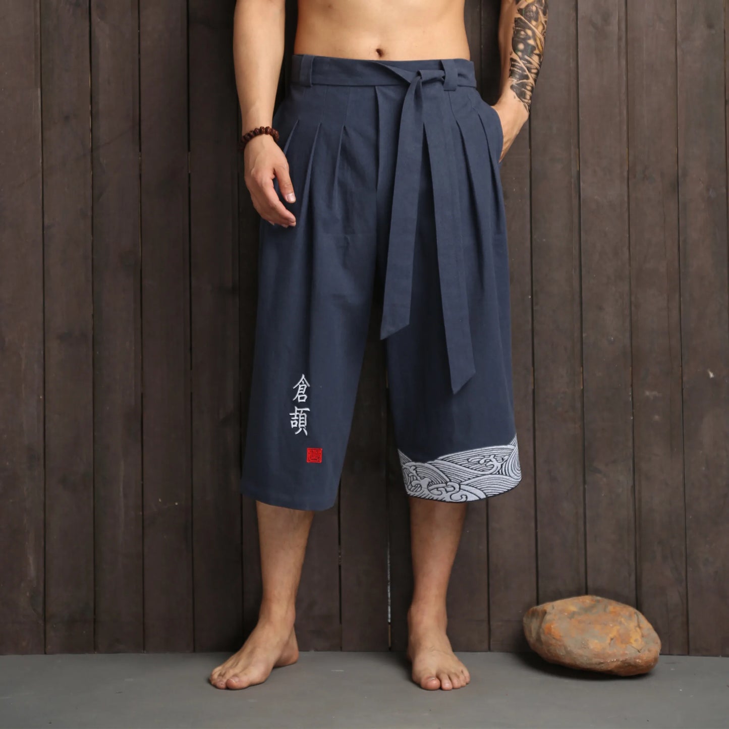 Japanese Kimono Traditional Pants Men Asian Clothing Bath Pant Casual Loose Male Japan Style Yukata Trousers Linen Cropped Pants