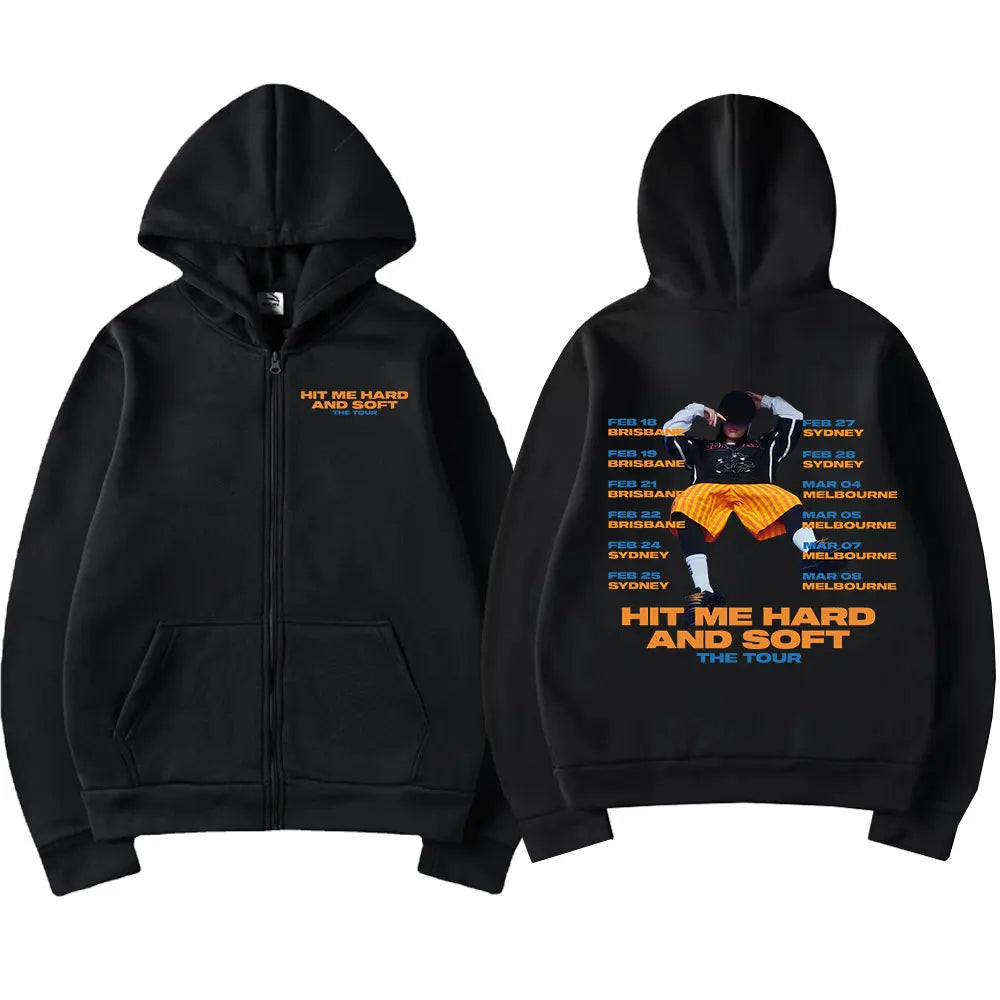 Hit Me Hard and Soft 2025 Tour Zipper Hoodies Fans Gift Men Women Clothing Pullovers Fashion Hip Hop Zip Up Sweatshirts Jackets