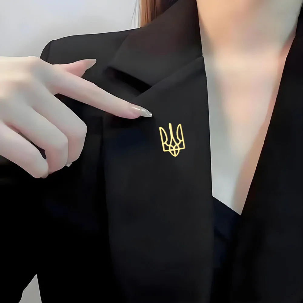 COOLTIME Ukrainian Trident National Emblem Brooch Stainless Steel Fashion Badge Brooch Pins Jewelry Clothing Accessories