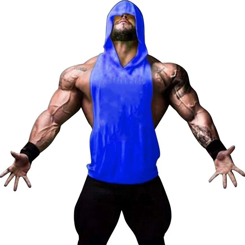 Men Bodybuilding Cotton Skulls Tank Top Gyms Fitness Hooded Vest Sleeveless Shirt Summer Casual Fashion Workout Brand Clothing