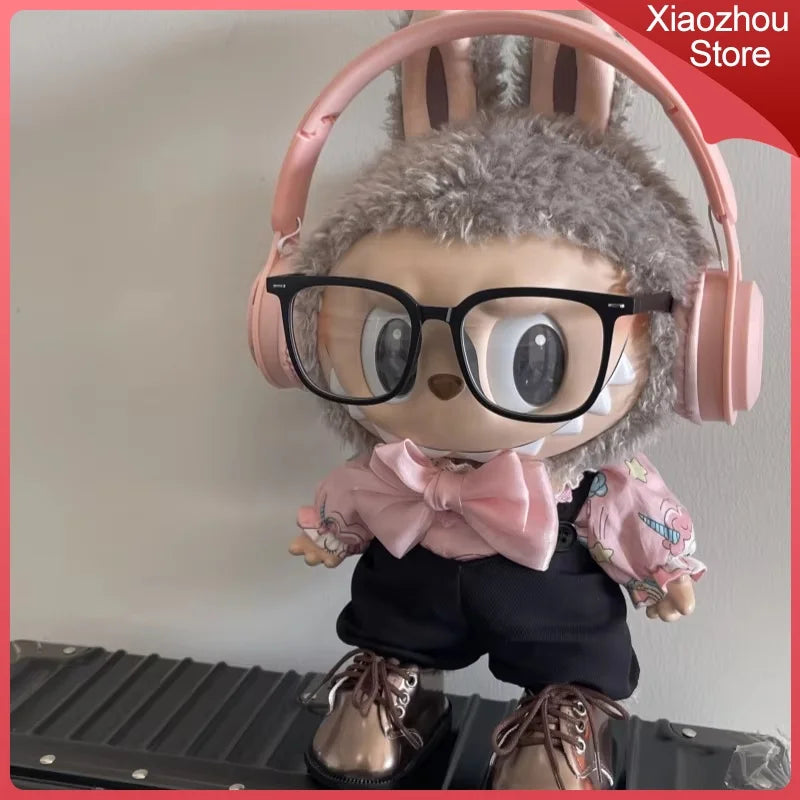 Only Clothes Pink Canvas Overalls Set For 38cm Labubu Mokoko Replacement Accessries Outfit Doll Suit Kids Toy Gifts