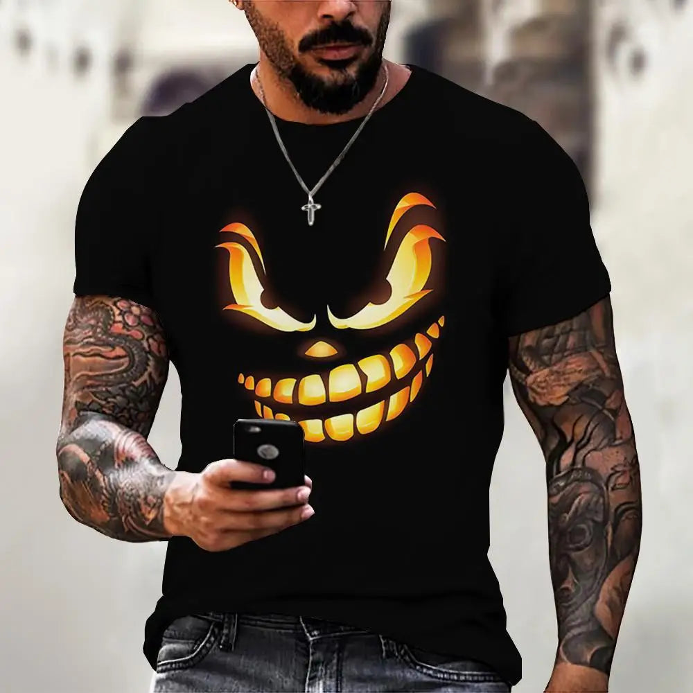 Devil Graphics T-Shirt Casual Men's Short Sleeved Tees Summer Mens Clothing Loose T-Shirt For Male Oversized Tops Streetwear 5XL
