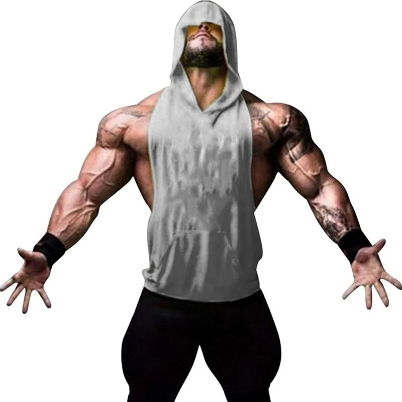 Men Bodybuilding Cotton Skulls Tank Top Gyms Fitness Hooded Vest Sleeveless Shirt Summer Casual Fashion Workout Brand Clothing
