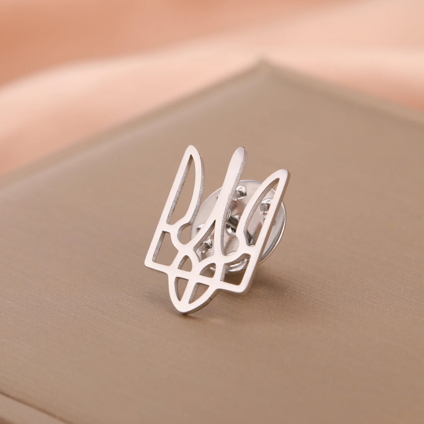 COOLTIME Ukrainian Trident National Emblem Brooch Stainless Steel Fashion Badge Brooch Pins Jewelry Clothing Accessories