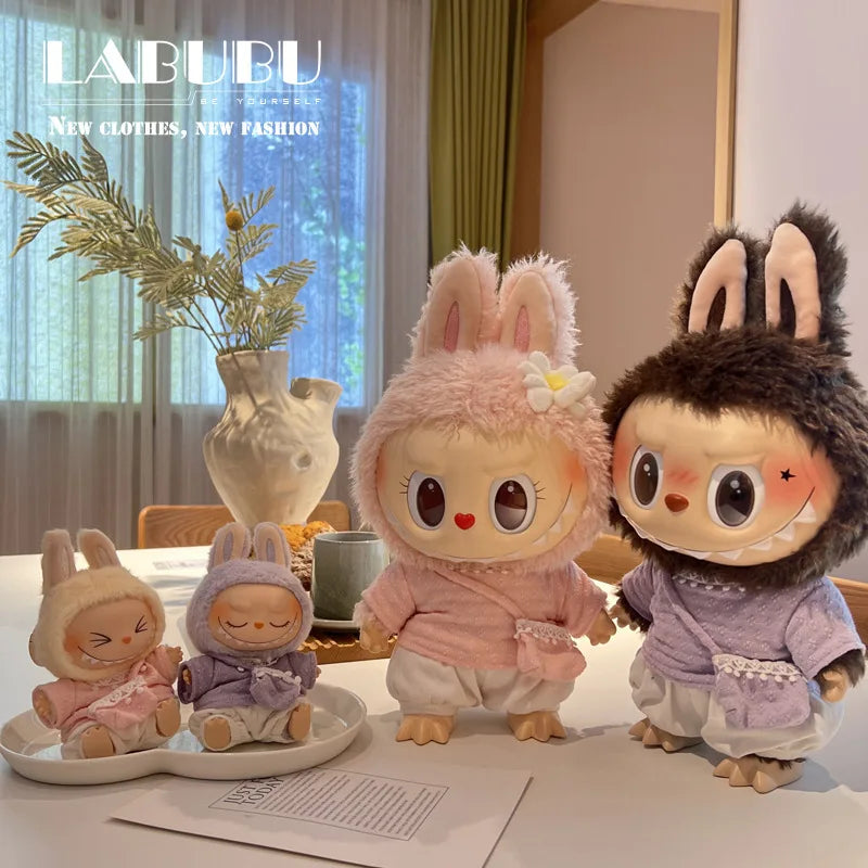 Hot Labubu Doll Clothes Outfit Accessories Knitted Leisure Set For 15-17cm 37-40cm Mini Dolls Clothing Girl Kid Gift Labubu Ropa