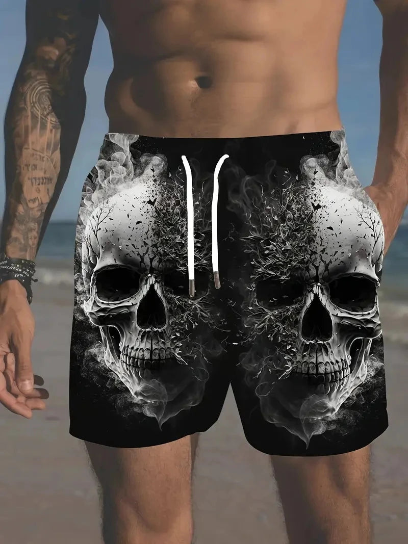 New Men Beach Pants Horror Skull 3D Printed Men's Shorts Summer Casual Quick-drying Trunks Men's Clothing Hawaiian Trendy Shorts