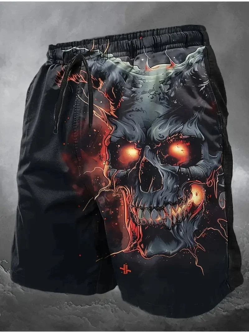 New Men Beach Pants Horror Skull 3D Printed Men's Shorts Summer Casual Quick-drying Trunks Men's Clothing Hawaiian Trendy Shorts