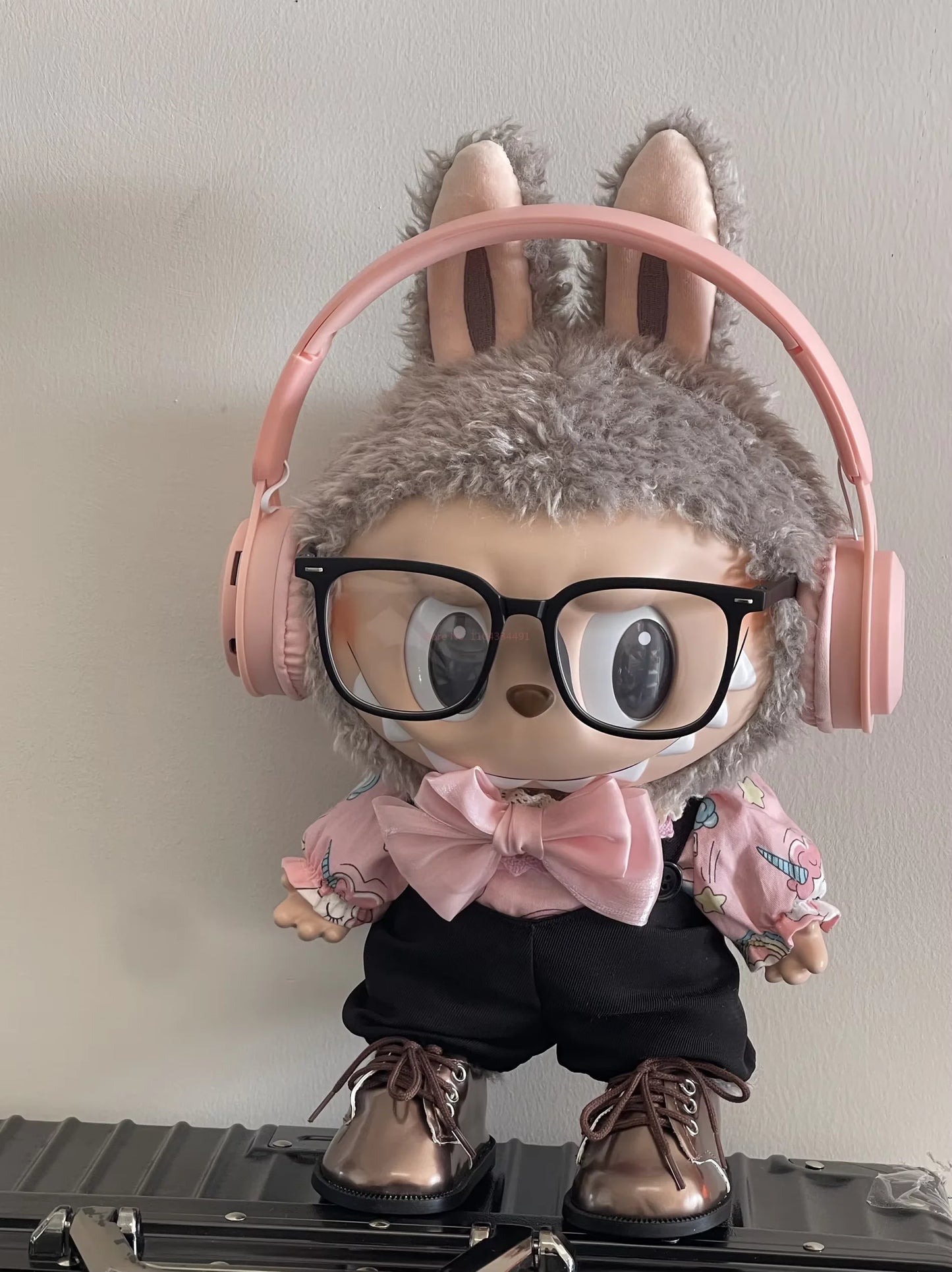 Only Clothes Pink Canvas Overalls Set For 38cm Labubu Mokoko Replacement Accessries Outfit Doll Suit Kids Toy Gifts