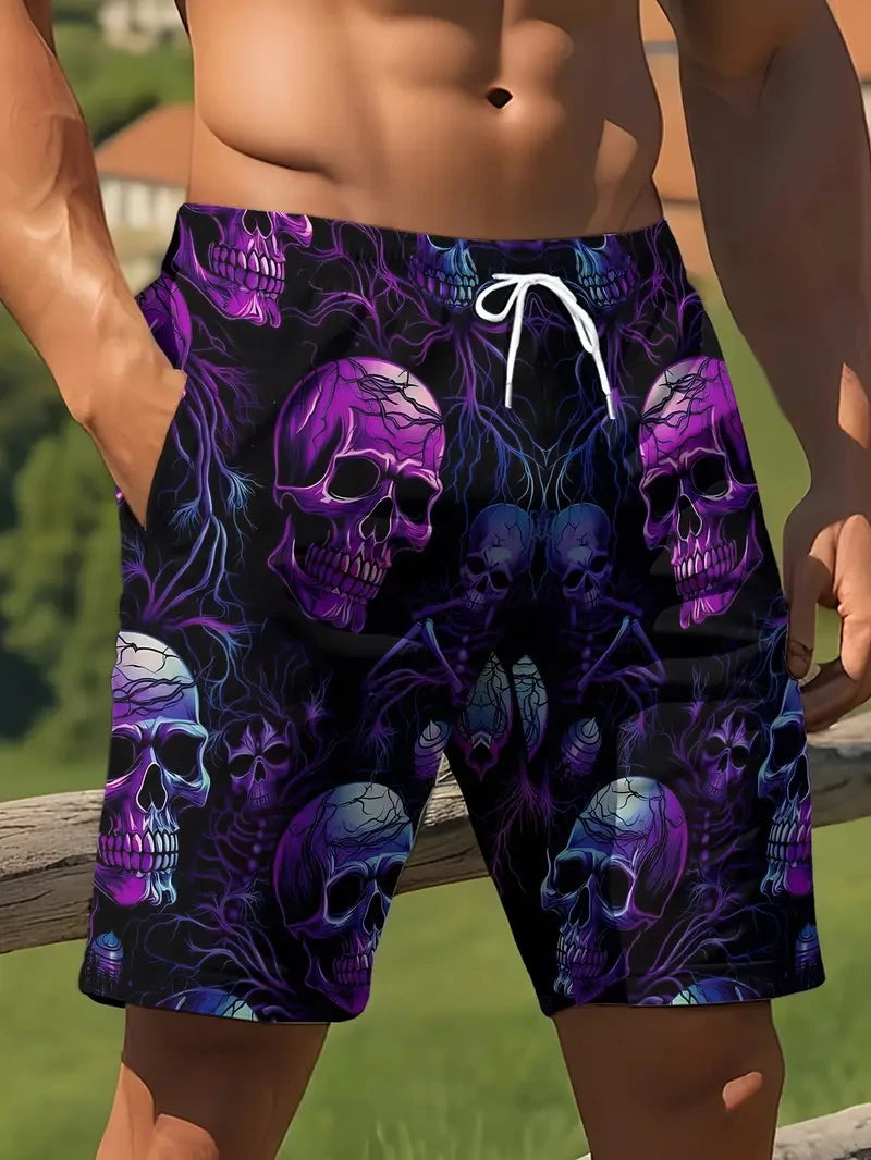New Men Beach Pants Horror Skull 3D Printed Men's Shorts Summer Casual Quick-drying Trunks Men's Clothing Hawaiian Trendy Shorts