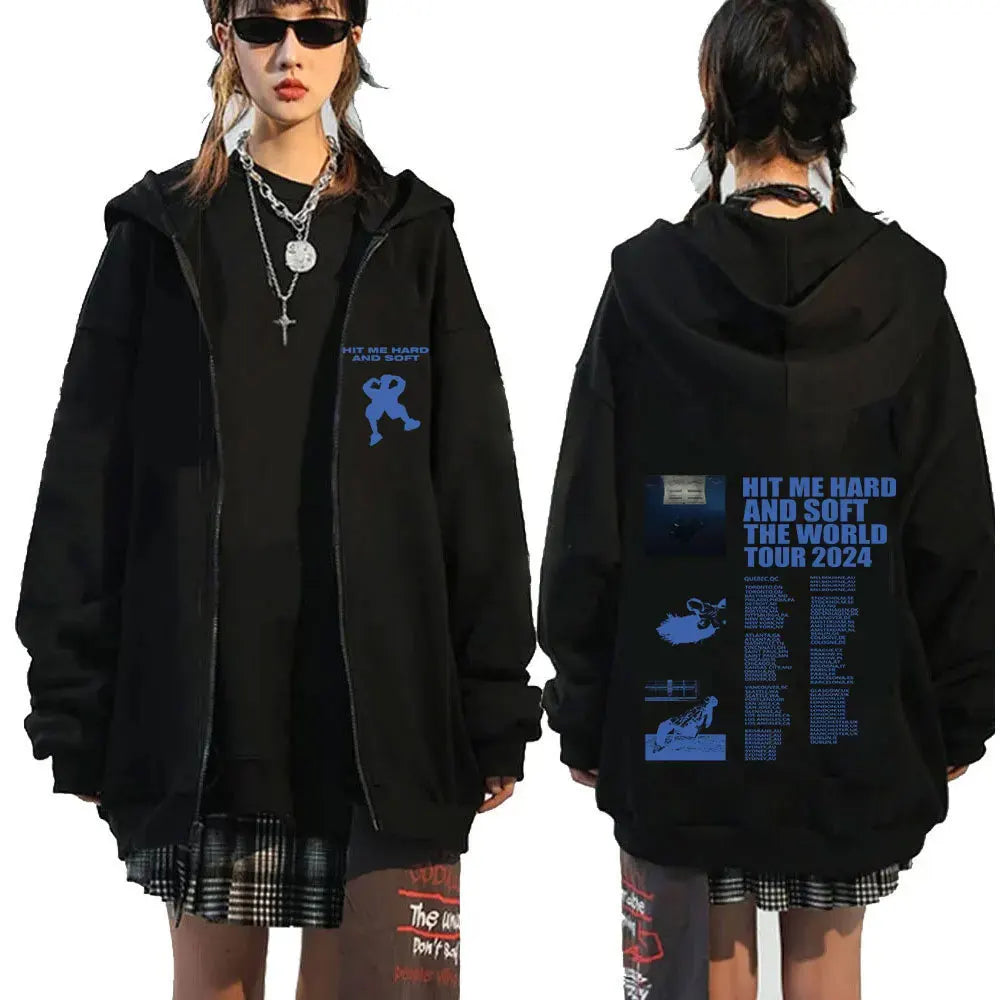 Hit Me Hard and Soft 2025 Tour Zipper Hoodies Fans Gift Men Women Clothing Pullovers Fashion Hip Hop Zip Up Sweatshirts Jackets