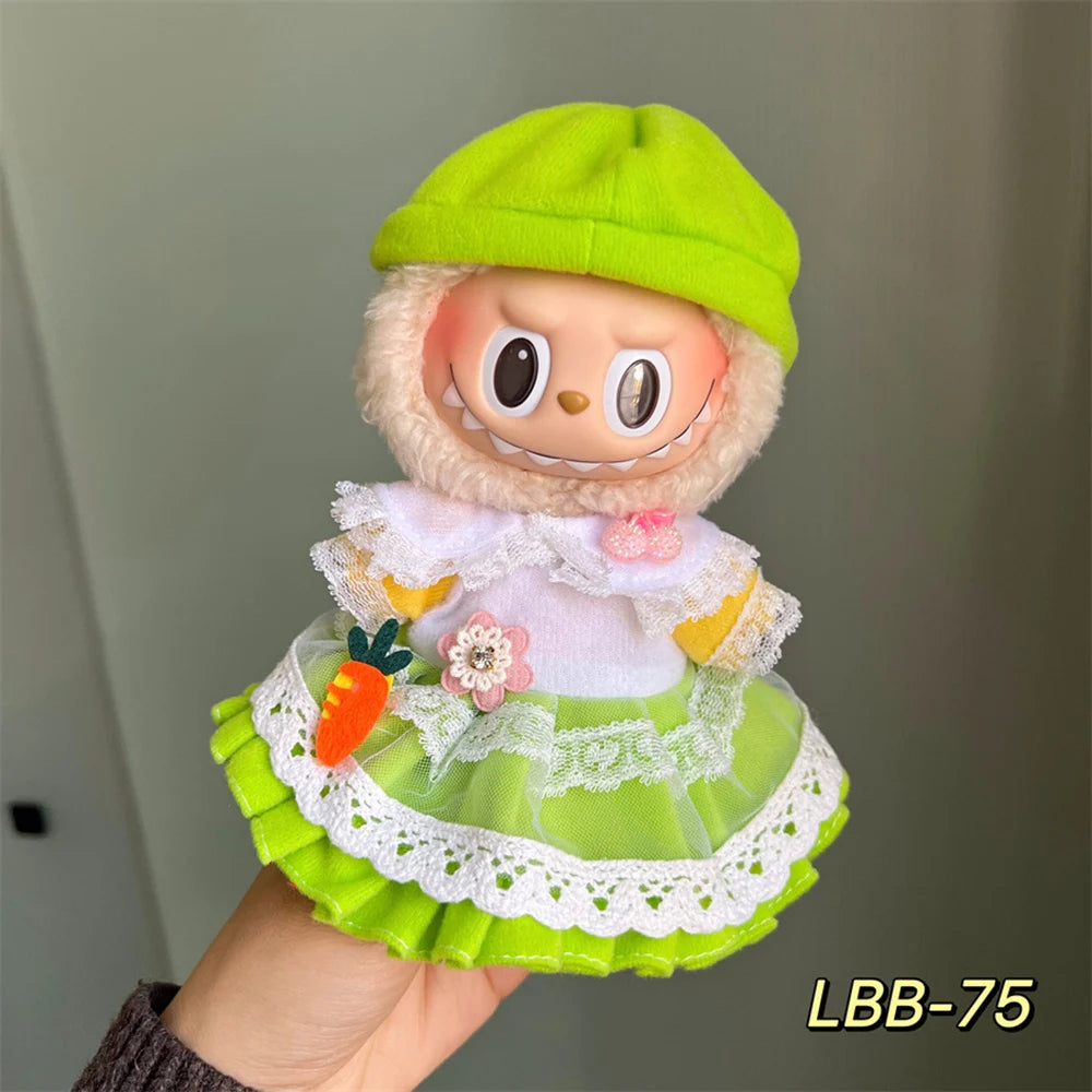 Mini Doll Clothing Accessories For 17cm Labubu Idol Cool and Handsome Clothing Sweet Fluffy Skirt Gift