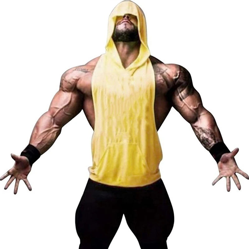 Men Bodybuilding Cotton Skulls Tank Top Gyms Fitness Hooded Vest Sleeveless Shirt Summer Casual Fashion Workout Brand Clothing