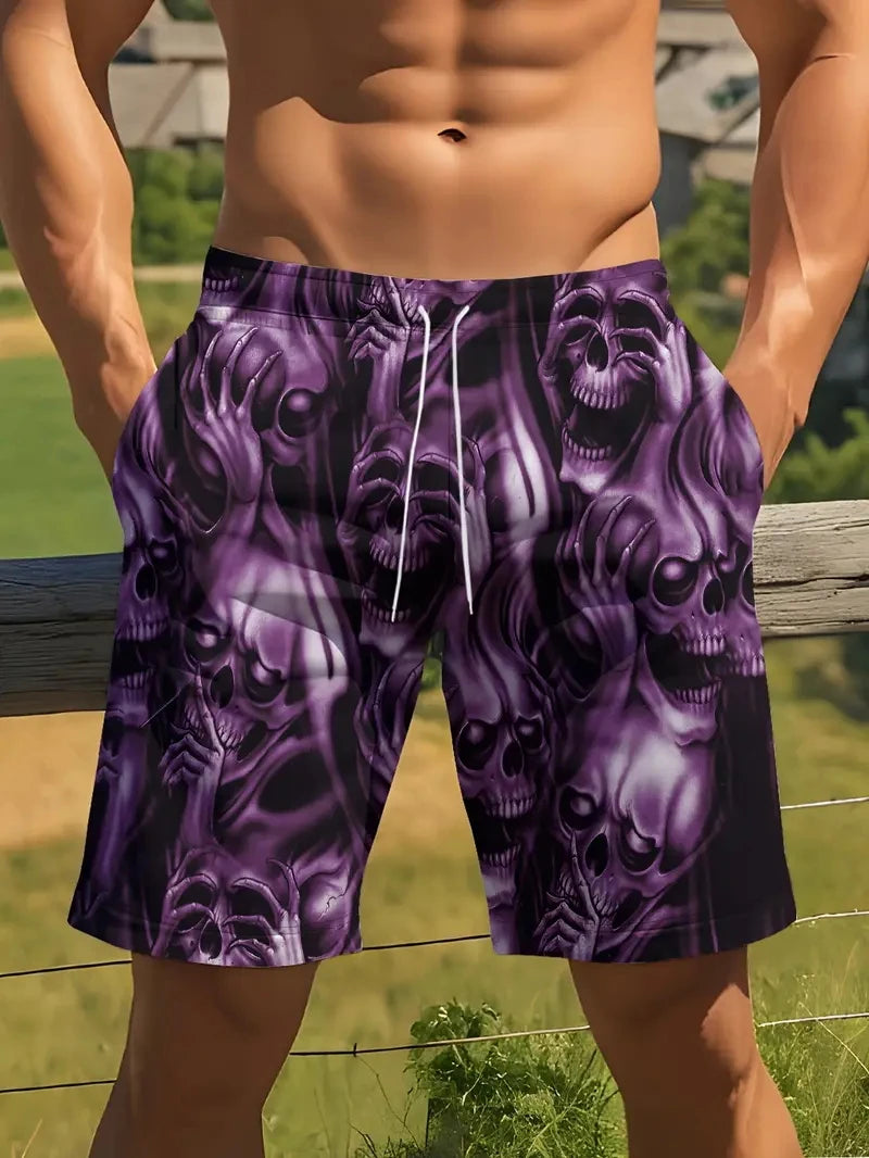 New Men Beach Pants Horror Skull 3D Printed Men's Shorts Summer Casual Quick-drying Trunks Men's Clothing Hawaiian Trendy Shorts