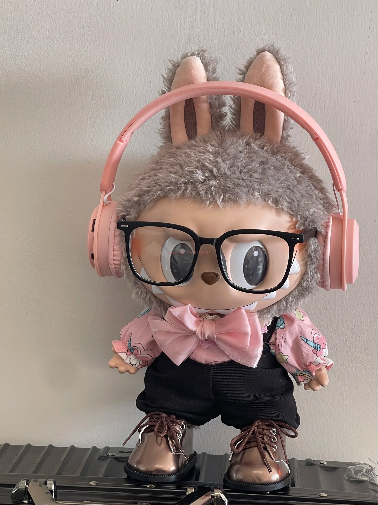 Only Clothes Pink Canvas Overalls Set For 38cm Labubu Mokoko Replacement Accessries Outfit Doll Suit Kids Toy Gifts