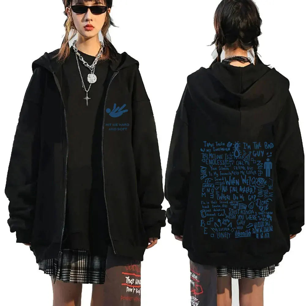 Hit Me Hard and Soft 2025 Tour Zipper Hoodies Fans Gift Men Women Clothing Pullovers Fashion Hip Hop Zip Up Sweatshirts Jackets