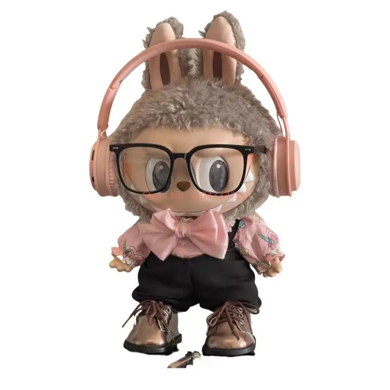 Only Clothes Pink Canvas Overalls Set For 38cm Labubu Mokoko Replacement Accessries Outfit Doll Suit Kids Toy Gifts