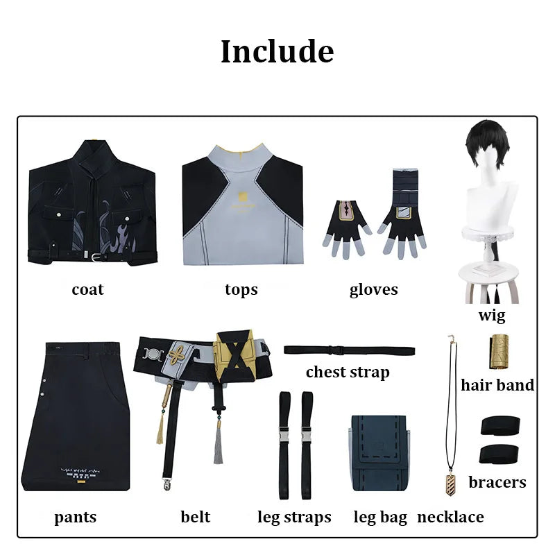 Male Rover Cosplay Wuthering Waves Cosplay Costume Wig Men Suits Halloween Carnival Party Role Playing Outfits Clothing