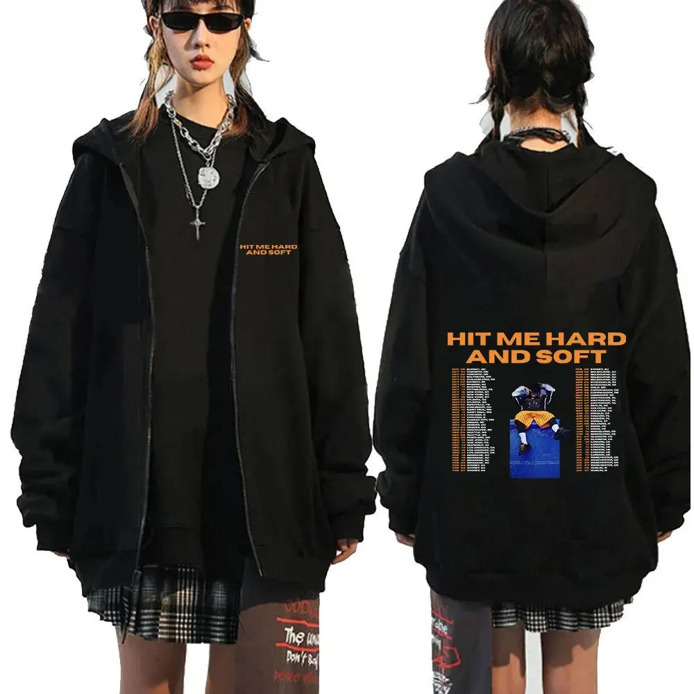 Hit Me Hard and Soft 2025 Tour Zipper Hoodies Fans Gift Men Women Clothing Pullovers Fashion Hip Hop Zip Up Sweatshirts Jackets