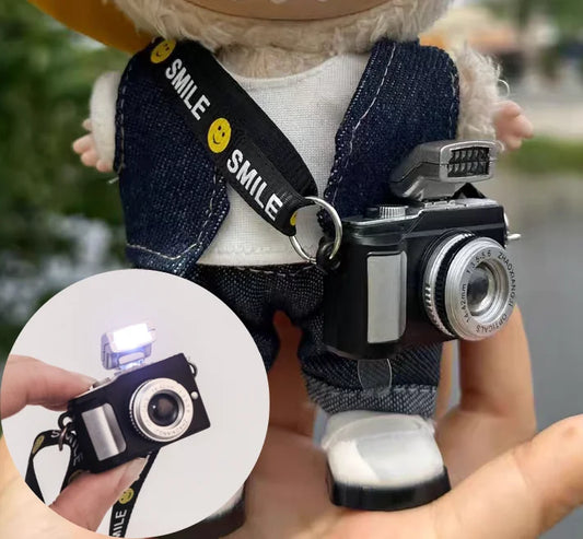 Dolls Camera Plastic Shutter and Flash Mini Digital Camera Doll Accessories with Belt Dollhouse Camera 17cm Doll