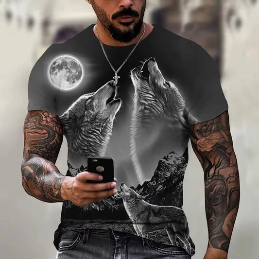 3D  Print Wolf Men T Shirt Vintage TOP Men Short Sleeve Tops Girls Summer Women T-Shirt Oversized Y2K Men Clothing Tshirt Top