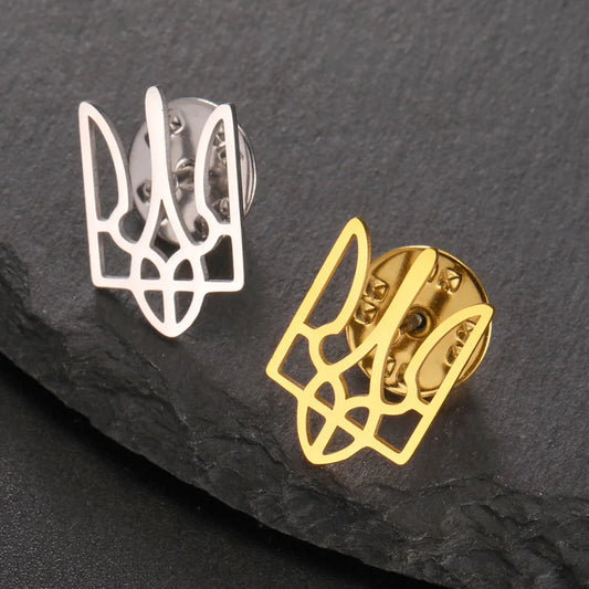 COOLTIME Ukrainian Trident National Emblem Brooch Stainless Steel Fashion Badge Brooch Pins Jewelry Clothing Accessories