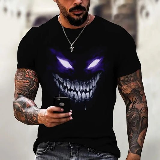 Devil Graphics T-Shirt Casual Men's Short Sleeved Tees Summer Mens Clothing Loose T-Shirt For Male Oversized Tops Streetwear 5XL