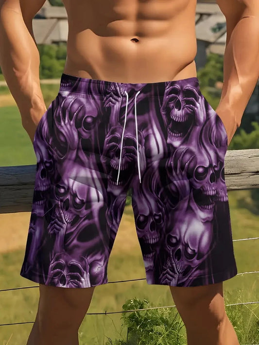 New Men Beach Pants Horror Skull 3D Printed Men's Shorts Summer Casual Quick-drying Trunks Men's Clothing Hawaiian Trendy Shorts