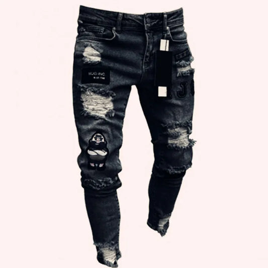 2024 Men Jeans Solid Pockets Stretch Denim Straight Pants Spring Summer Business Casual Trousers Daily Streetwear Men's Clothing