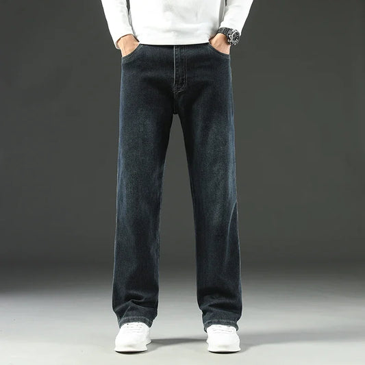 2025 New Style Y2 Spring and Autumn Loose Jeans Men's Baggy Straight Wide Leg Business Casual Pants Brand Men's Clothing