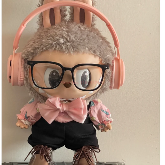 Only Clothes Pink Canvas Overalls Set For 38cm Labubu Mokoko Replacement Accessries Outfit Doll Suit Kids Toy Gifts